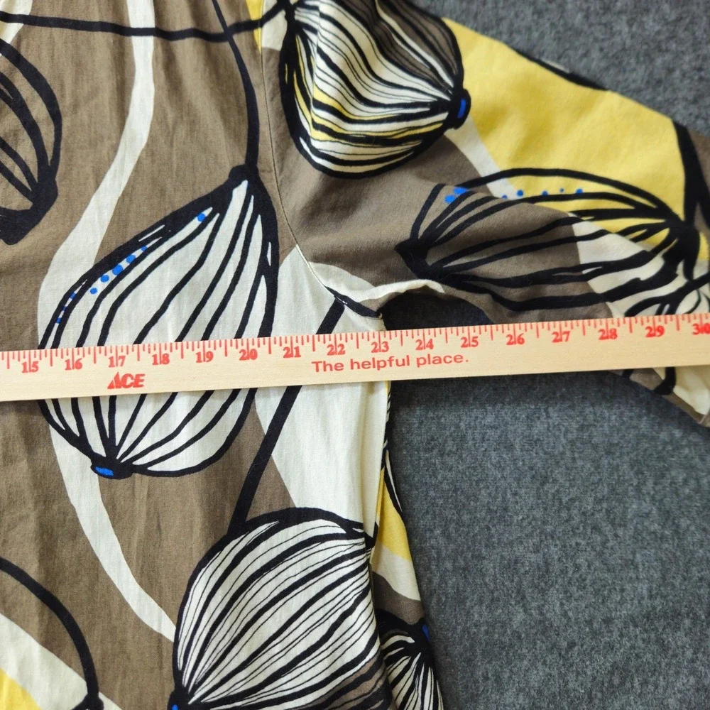 Masai‎ Copenhagen XXL Tunic Top Yellow Brown Linen Cotton Art to Wear Lagenlook